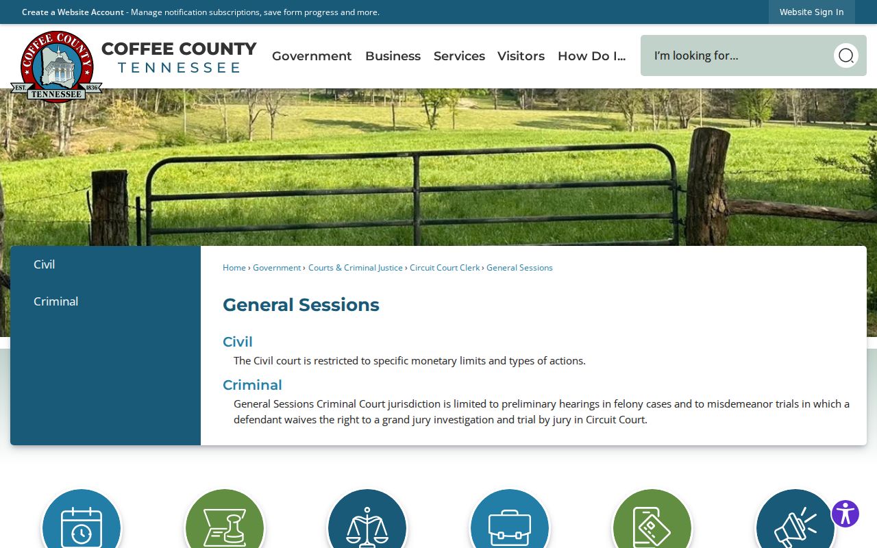 Coffee County bench warrant records: General Sessions court page