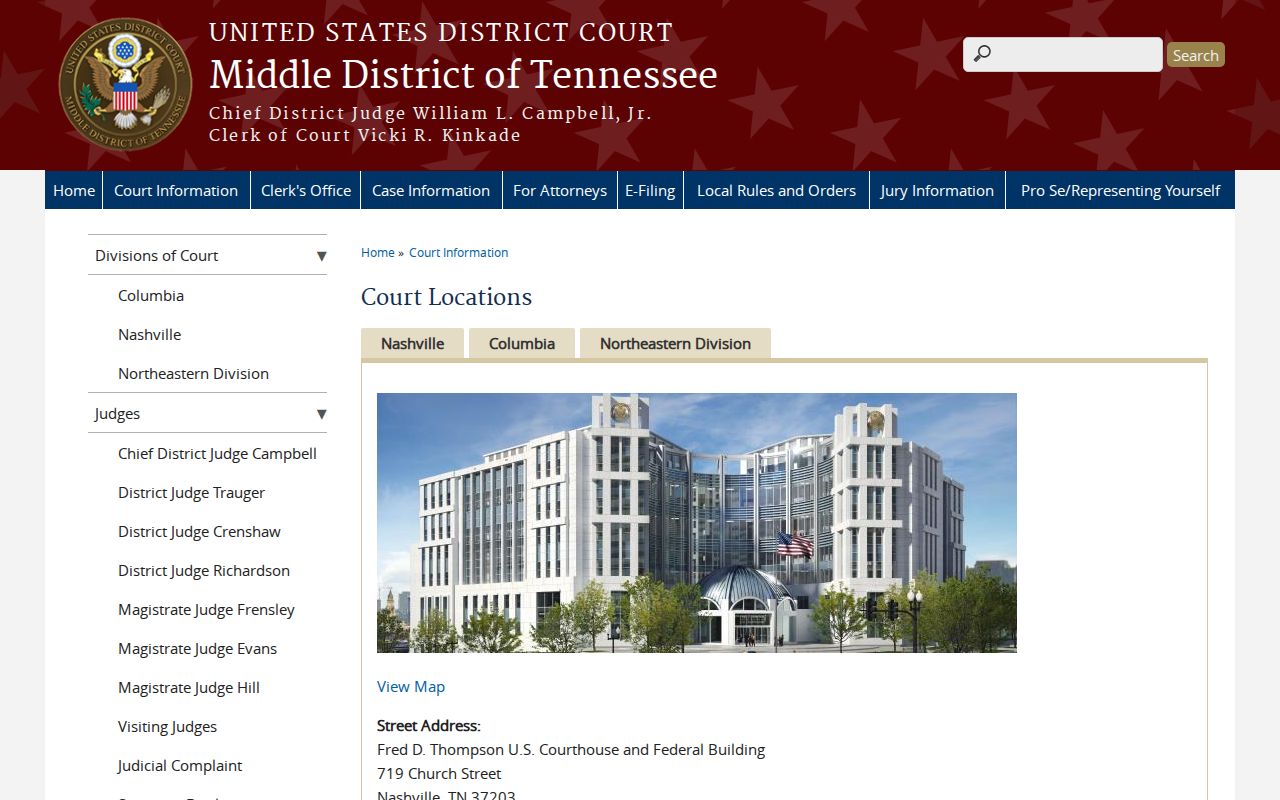 Coffee County warrant records: Middle District of Tennessee federal court listing