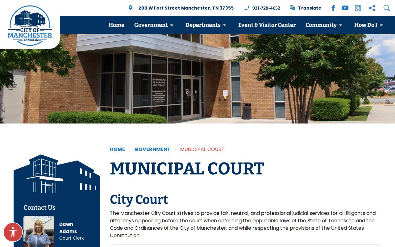 Manchester warrant records: City Court location, payment, and court rules