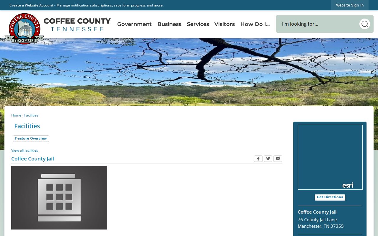 Coffee County warrant records: county jail facility page