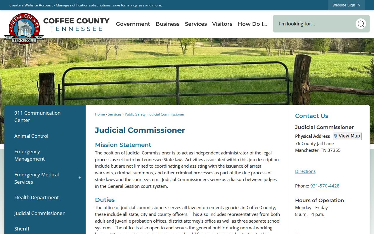 Coffee County warrant records: Judicial Commissioner criminal process office