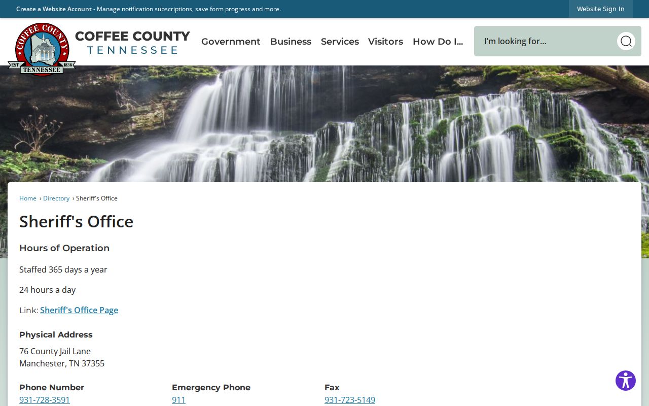 Coffee County warrant records: sheriff directory listing warrants staff